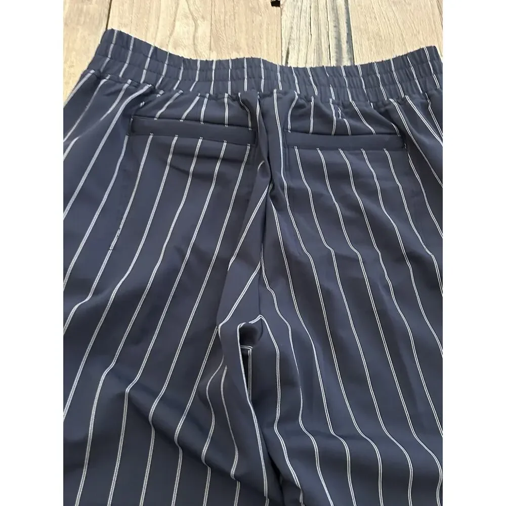 Athleta Pants Womens Size 2 Navy Striped Midtown Ankle Commute Travel Pants